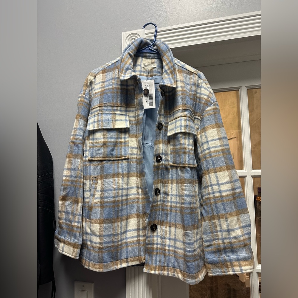 12th Tribe Austin Blue Plaid Shacket